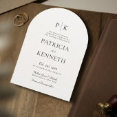 Moderne zwart-wit boog-huwelijksfotomonogram kaart