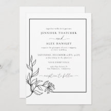 Moderne Zwart Wit Botanische QR Code Huwelijk