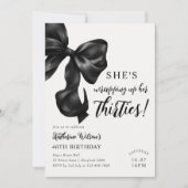 Moderne Zwart & Wit Bow 40e verjaardag Kaart (Voorkant)