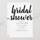 Moderne Zwart Wit Bruids Douche Uitnodiging (Voorkant / Achterkant)