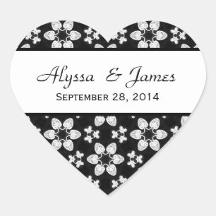 Moderne zwart-wit bruiloft bruid bruidegom ST003 Hart Sticker