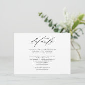 Moderne zwart-wit bruiloft details behuizing kaart (Staand voorkant)