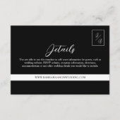 Moderne zwart-wit bruiloft details informatiekaartje (Voorkant)