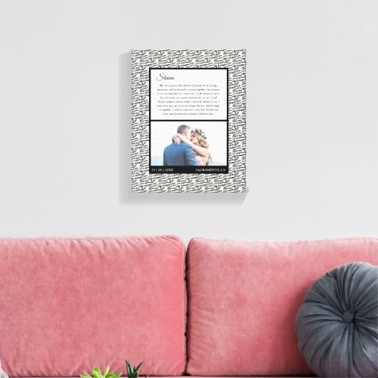 Moderne zwart-wit bruiloft foto Huwelijk gelofte Canvas Afdruk (Insitu (Woonkamer))