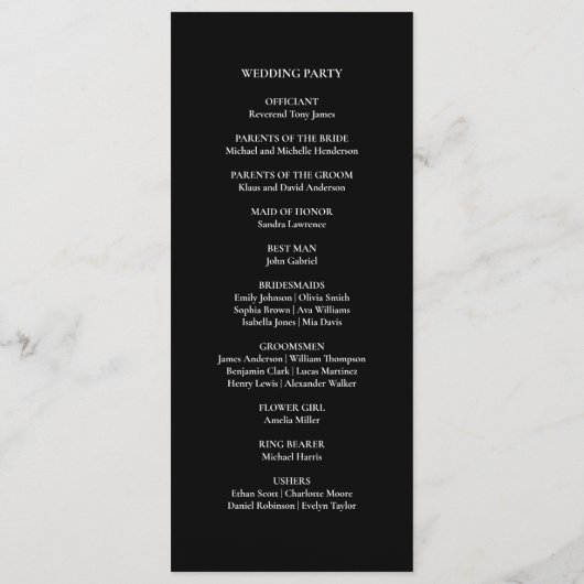 Moderne zwart-wit bruiloft foto programmakaart (Achterkant)