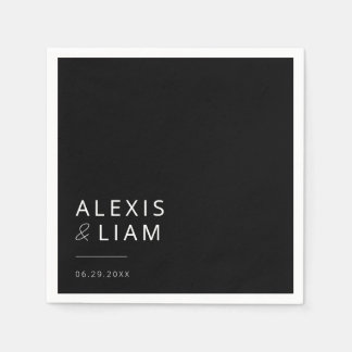 Moderne zwart-wit bruiloft gepersonaliseerde serve servet