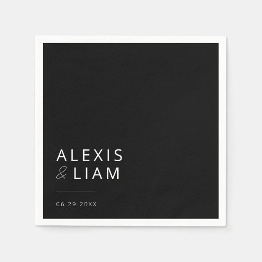 Moderne zwart-wit bruiloft gepersonaliseerde serve servet (Voorkant)