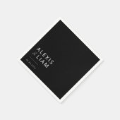 Moderne zwart-wit bruiloft gepersonaliseerde serve servet (Hoek)