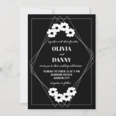 Moderne  zwart-wit bruiloft kaart (Voorkant)