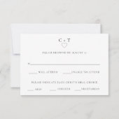 Moderne zwart-wit bruiloft maaltijd keuze RSVP-kaa Notitiekaartje (Achterkant)