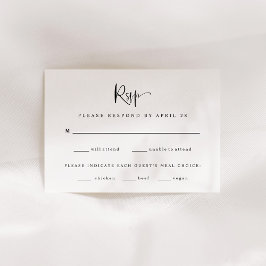 Moderne zwart-wit bruiloft | Maaltijdkeuze RSVP Kaartje