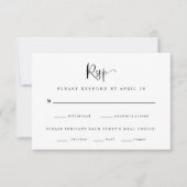 Moderne zwart-wit bruiloft | Maaltijdkeuze RSVP Kaartje (Voorkant)