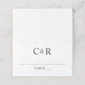 Moderne zwart-wit bruiloft Monogram Initialen Plaatskaartje (Buitenkant ongevouwen)