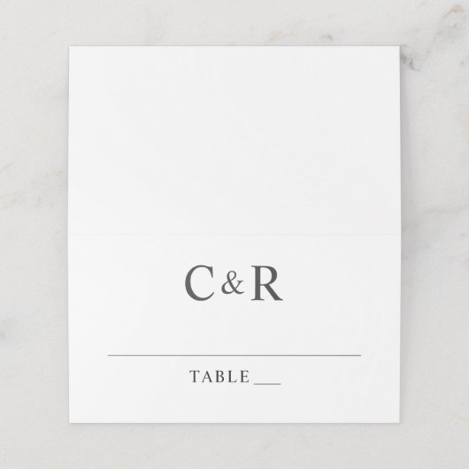 Moderne zwart-wit bruiloft Monogram Initialen Plaatskaartje (Buitenkant ongevouwen)