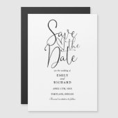 Moderne zwart-wit bruiloft save the date magnetische uitnodiging (Voorkant / Achterkant)