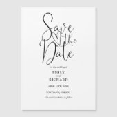 Moderne zwart-wit bruiloft save the date magnetische uitnodiging (Voorkant)