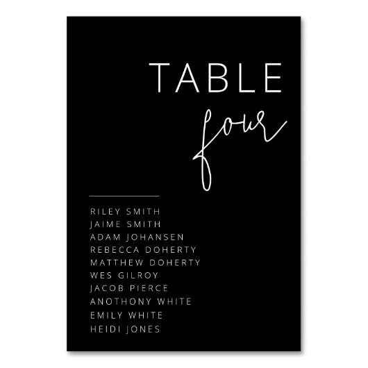 Moderne zwart-wit bruiloft tafel nummers kaart (Voorkant)
