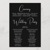 Moderne zwart-wit bruiloft tijdlijn pictogrammen programmakaart (Achterkant)