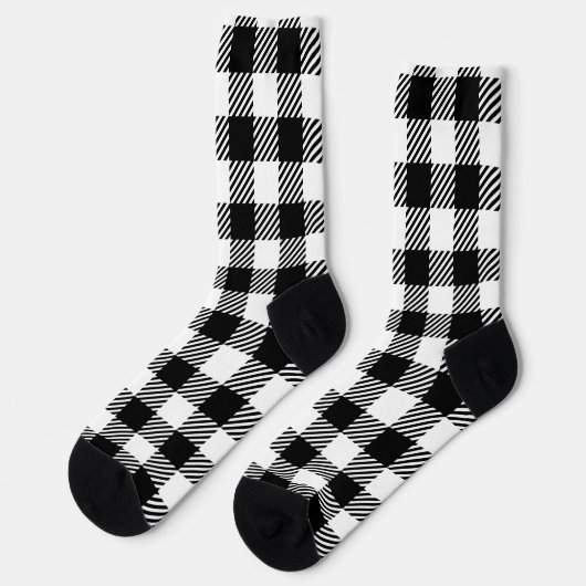Moderne zwart-wit Buffalo geruite Gingham Sokken (Links)