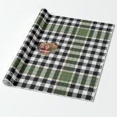 Moderne Zwart-Wit Buffalo Plaid Kerstfoto Cadeaupapier (Uitgerold)