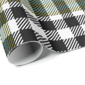Moderne Zwart-Wit Buffalo Plaid Kerstfoto Cadeaupapier (Rol Hoek)