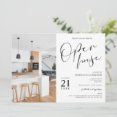 Moderne Zwart-wit Business Open Huis Foto Kaart (Staand voorkant)