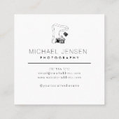 Moderne zwart-wit camera fotograaf vierkante visitekaartje (Achterkant)