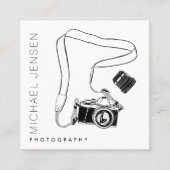 Moderne zwart-wit camera fotograaf vierkante visitekaartje (Voorkant)
