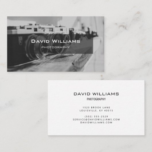 Moderne zwart-wit camera fotograaf visitekaartje (Voorkant / Achterkant)