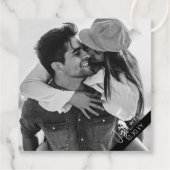 Moderne zwart-wit Casual bruiloft Bedankjes Labels (Achterkant)