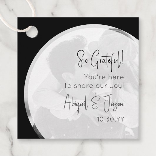 Moderne zwart-wit Casual bruiloft Bedankjes Labels (Voorkant)