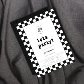 Moderne zwart & wit cheques laat feestverjaardag kaart