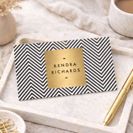Moderne Zwart Wit Chevron Minimalistische Professi Visitekaartje