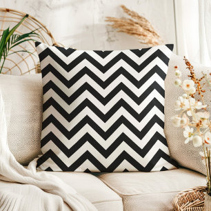 Moderne zwart-wit chevron zigzag kussen