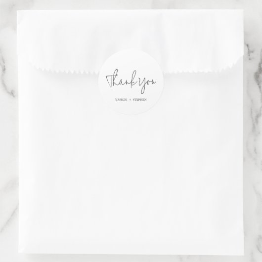 Moderne Zwart-Wit Chic Bruiloft Ronde Sticker (Tas)