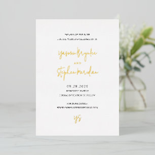 Moderne Zwart-Wit Chic Trouwkaart Save the Date Folie Uitnodiging