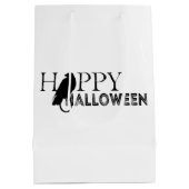 Moderne zwart-wit chique volwassen Halloween Medium Cadeauzakje (Achterkant)