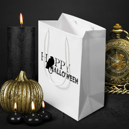 Moderne zwart-wit chique volwassen Halloween Medium Cadeauzakje