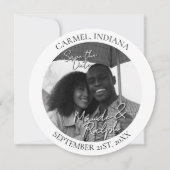 Moderne Zwart-Wit Cirkel Foto Save the Date (Voorkant)