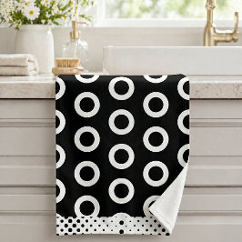 Moderne zwart-wit cirkelringpatroon bad handdoek