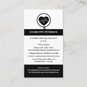 Moderne Zwart & Wit CNA Verpleegster Visitekaartje (Voorkant)