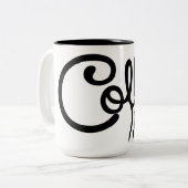 Moderne Zwart & Wit Coffee Script Mok - Premium (Voorkant links)