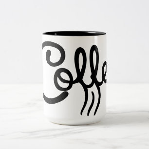 Moderne Zwart & Wit Coffee Script Mok - Premium