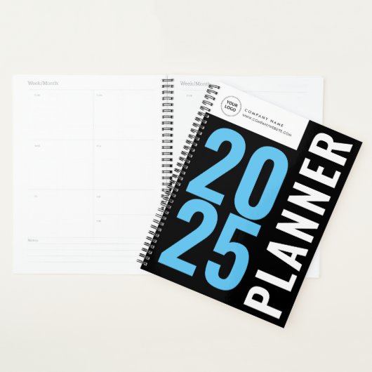 Moderne zwart-wit custom logo planner (Display)