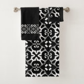 Moderne zwart-wit damast badkamer bad handdoek (Insitu)