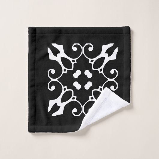 Moderne zwart-wit damast badkamer bad handdoek (Wasdoekje)