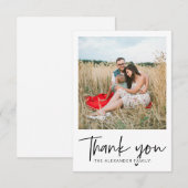 Moderne zwart-wit dankjewel script foto bedankkaart (Voorkant / Achterkant)