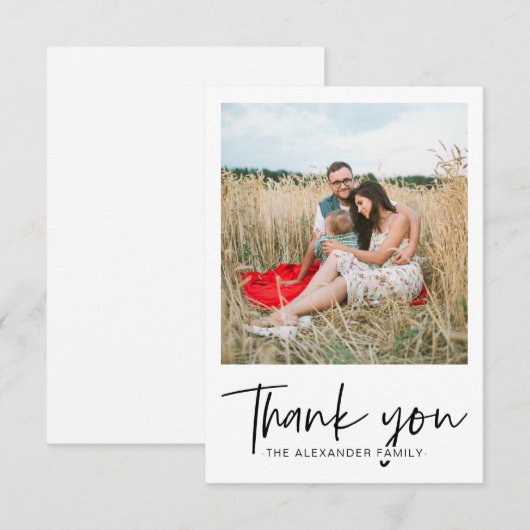 Moderne zwart-wit dankscript foto bedankkaart (Voorkant / Achterkant)