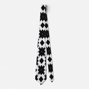Moderne zwart-wit diamant abstract, geometrisch stropdas