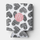 Moderne zwart-wit doodle harten Monogrammed Blikjeskoeler (Achterkant)